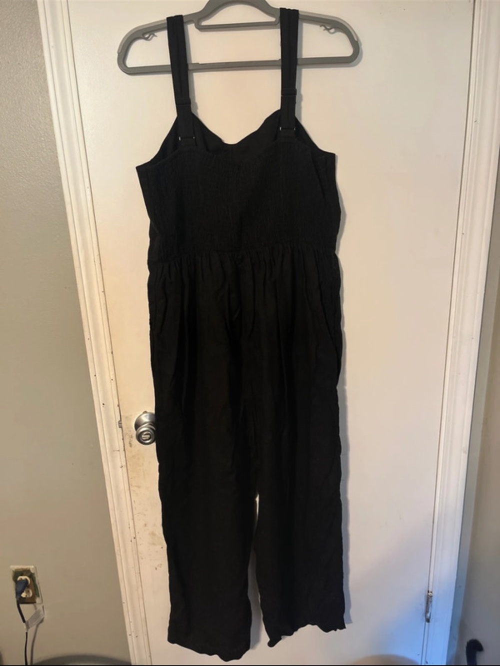 Old Navy Black Wide-Strap Linen-Blend Jumpsuit - Picture 2 of 2